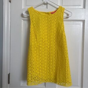 Lilly Pulitzer Sunny Yellow Eyelet Sleeveless Blouse